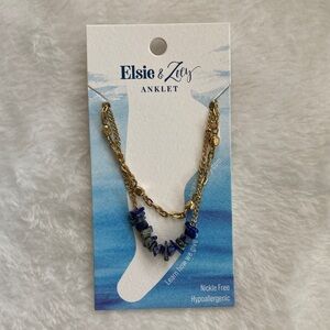 NWT Elsie & Zoey Gold and blue stone anklet